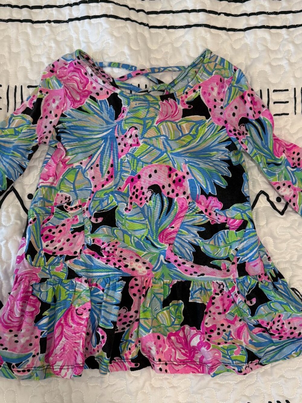 Great Used Condition - Girls XS Jena Dress - Lilly Pulitzer - Onyx Jaguar Jungle